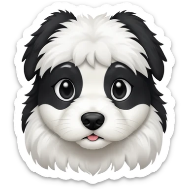 A black and white cavaton (cavalier King Charles spaniel and coton de Tulear) dog with black from his ears to around his eyes and white around his mouth and nose  sticker