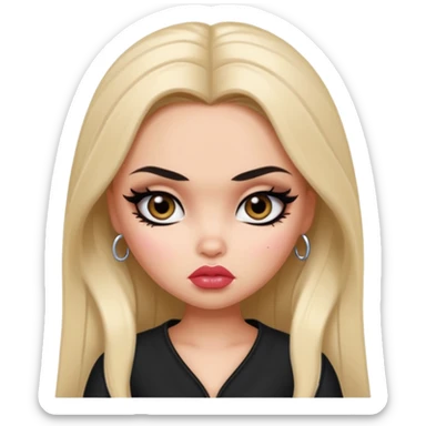 bratz baddie, russian features, beauty, pretty eyes, black eyeliner, pretty bratz baddie sticker