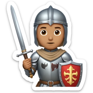 knight stinting with sword in his front   sticker