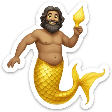 Tan Jewish merman with yellow mermaid tail sticker