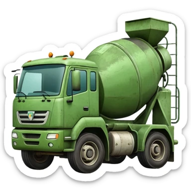 green concrete mixer truck sticker