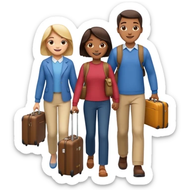 familia con maleta caminando sticker