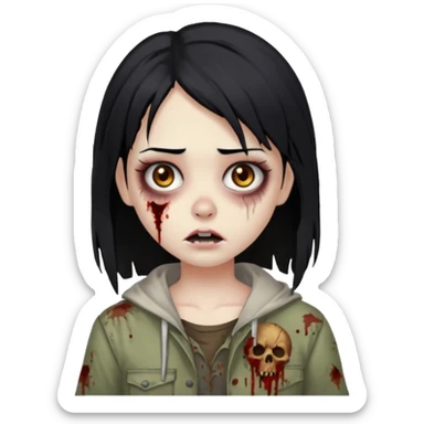 zombie girl with straight hair and brown eyes sticker