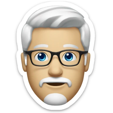 White man salt and pepper hair combed right blue eyes blue glasses beard stubble sticker
