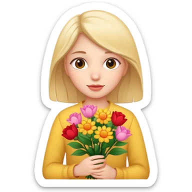 дівчинка з квітами sticker