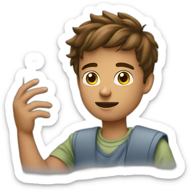 young guy scrolling on social media sticker