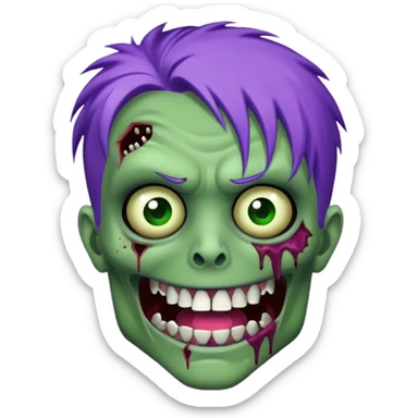 Zumbi verde com dentes prata e cabelo roxo sticker