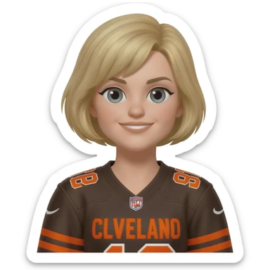 Female Browns fan with short blonde hair sticker