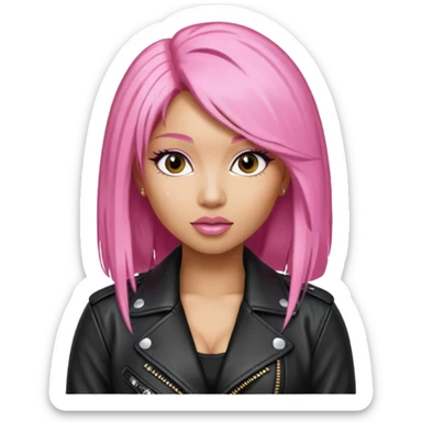 Nicki Minaj pink hair wear leather jacket sticker