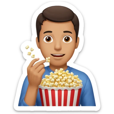 Make a guy eating popcorn in a dramatic conversion sticker