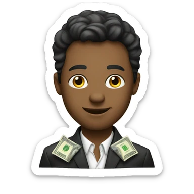 young and rich man with money sticker