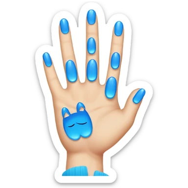 pretty blue acrylic nails 5 fingers sticker