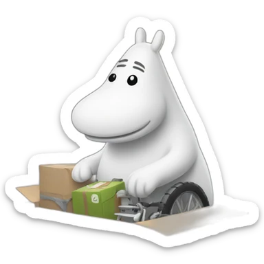 Moominpapa delivers a box with gear sticker