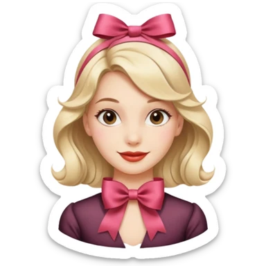 coquette girl, vintage vibes, ribbon in hair, gentle smile sticker