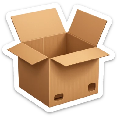 open cardboard box  sticker