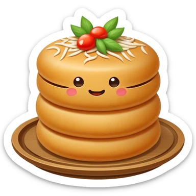 Northeastern Chinese sweet and sour pork Guo Bao Rou crispy outside tender inside, simplified emoji style with bold outlines and bright colors, cartoon style Dongbei specialty dish sticker