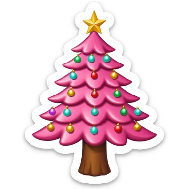 Crea un arbol de navidad en color rosa que parezca de caramelo Agrega luces navideñas has que la estrella  de arriba brille sticker