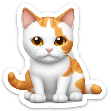 white and orange cat on his back sticker