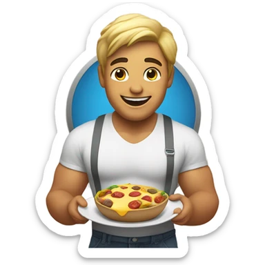 Fat person eating sticker