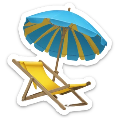blue deckchair and yellow parasol at the beach sticker