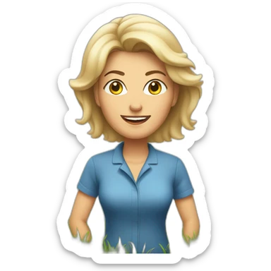 middle aged women mowning the lawn sticker