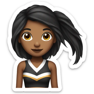 Brown skin cheerleader with very long black hair in pigtails  sticker