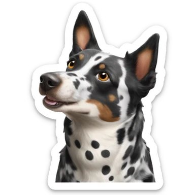 Black and white spotted Australian cattle dog with horses sticker