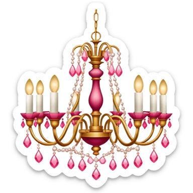  Reddish-pinkish and gold and white warm-colored romantic chandelier sticker