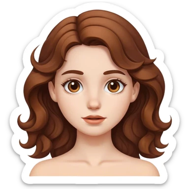 White skin girl with wavy brown hair sticker