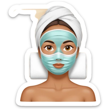 Lady with face mask spa beauty full face relaxing sticker