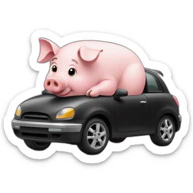 A-pig-in-a-car-black sticker