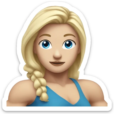 girl flexing arms blonde hair blue eyes white skin sticker