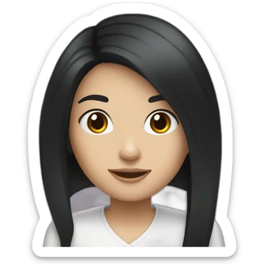 white gril black hair with smartphone sticker