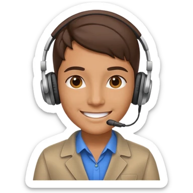 a sales agent with headphones sticker