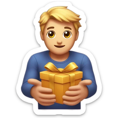 kirby giving someone a gift sticker