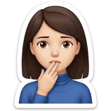 Brunette girl with hand on throat sticker