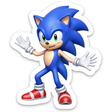 Blue cartoon Sonic character dancing energetically sticker