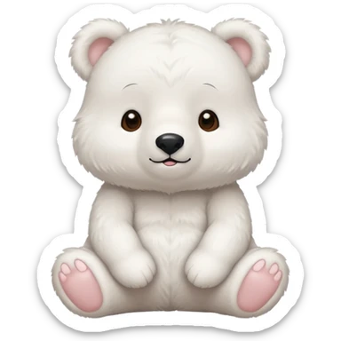 a cute sitting white bear sticker