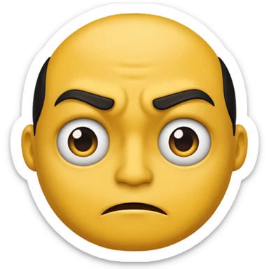 A classic yellow frowning face, but the top half is covered in a dark, sinister shadow. sticker