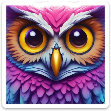 Synthwave owl in Mario style, oil paint, epic eyes, intricate lips, exquisite pose, beautiful, desirable, logical, Midsommar sticker