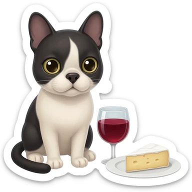 french cat wine cheese sticker