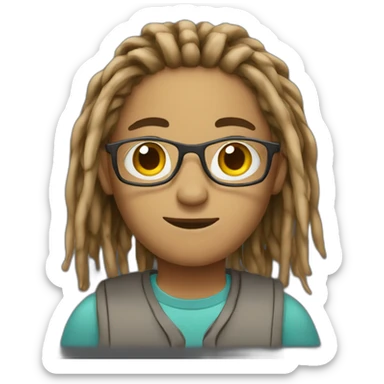 Student brown ( small dreadlocks ) with computer  sticker
