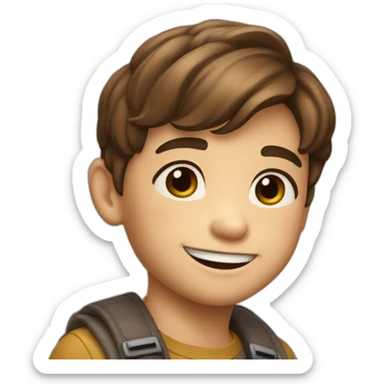 A 6 years old boy with brown hair and wide smile and chin dimples sticker