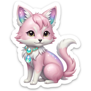 Multicolored sparkly shiny ethereal pastel iridescent light pale cute adorable pretty feminine elegant realistic floral exotic marble-Sakura-Falvie-Fionbri-Vernid-fursona, full body sticker
