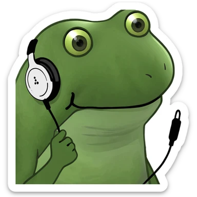 earphones green bufo frog meme style sticker