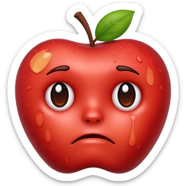 a really sad apple emoji sticker