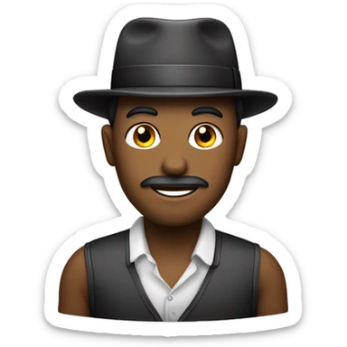 Homem de boné um v com os dedos em frente a lingua sticker