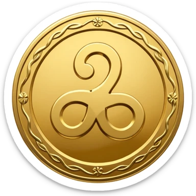 Gold coin with a triskelion sticker