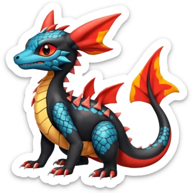 Cute Exotic Colorful Salamence-Guilmon-Salandit-Umbreon-Fakémon-hybrid-creature (full body)  sticker