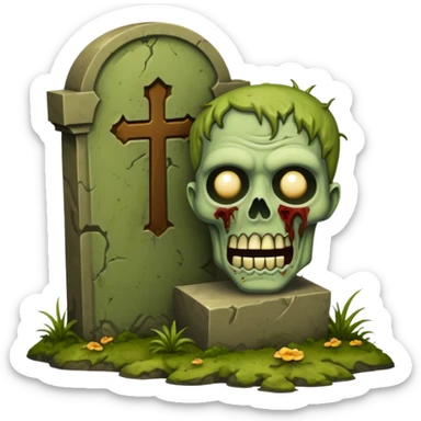 Like a zombie coming out of a tomb stone sticker
